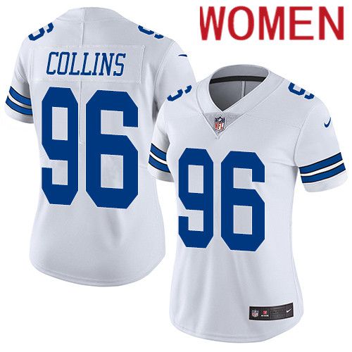 Women Dallas Cowboys 96 Maliek Collins Nike White Vapor Limited NFL Jersey